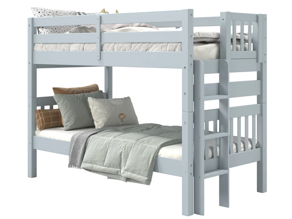 Beliches Bedz King Twin Over Twin Mission Style com escada final, azul arejado - Imagem 3 de 4