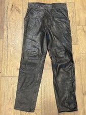 Rare GIANNI VERSACE Vintage Brown Leather Men's Tapered Pants 32 Seaming Details