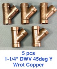Qty 5  1-1/4" CDWV WYE 45 DWV WROT COPPER PIPE FITTING USA ELKHART Model 310 EPC