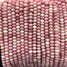 4x6mm Natural Faceted Pink Rhodonite Rondelle Spacer Beads for Jewelry Making