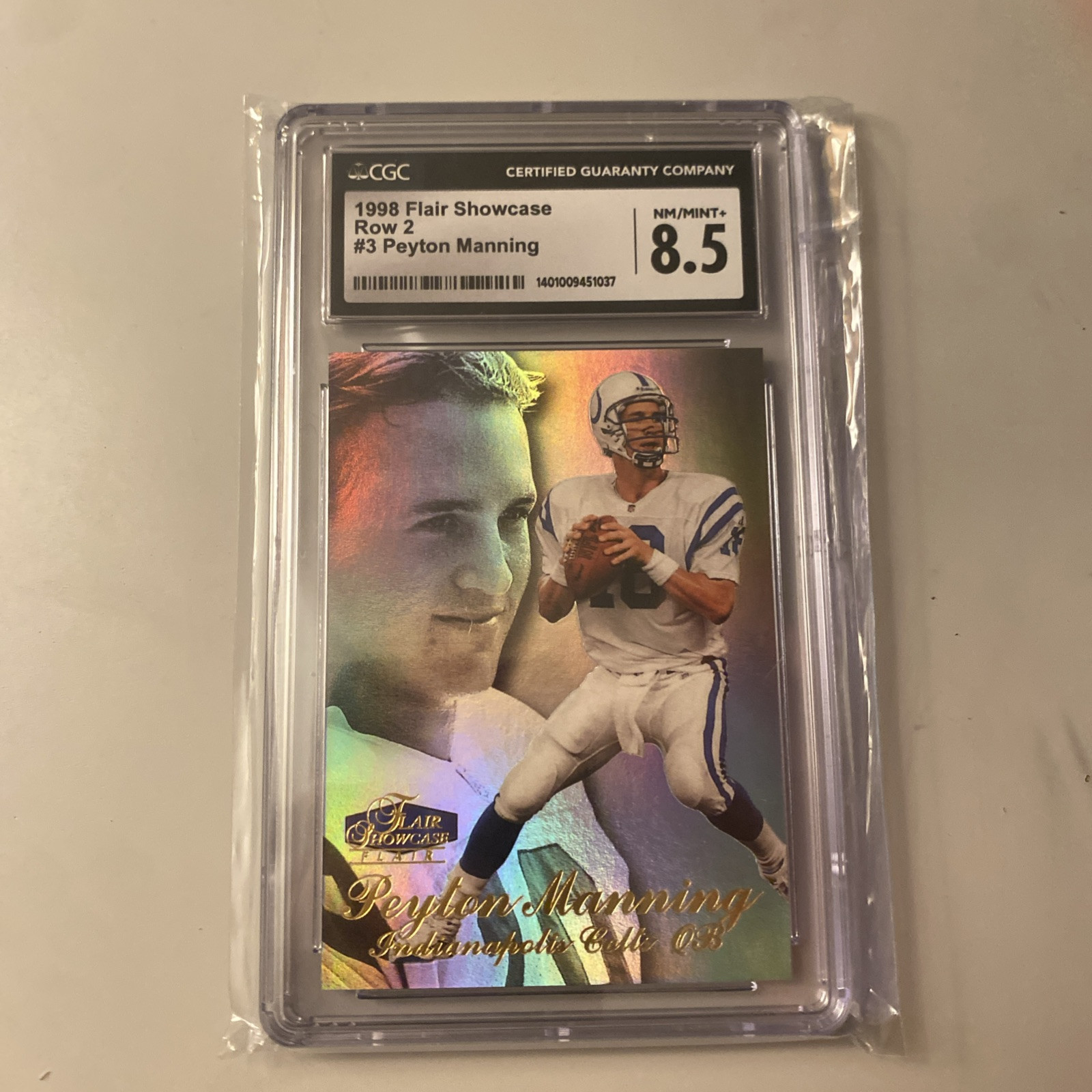 Peyton Manning Rookie 1998 Flair Showcase Rookie Row 3 #3 BGS 9.5 Gem Mint Colts