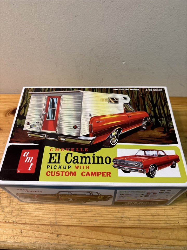 AMT 1/25 Scale Model Kit 1965 Chevy El Camino Pickup With Custom Camper ...