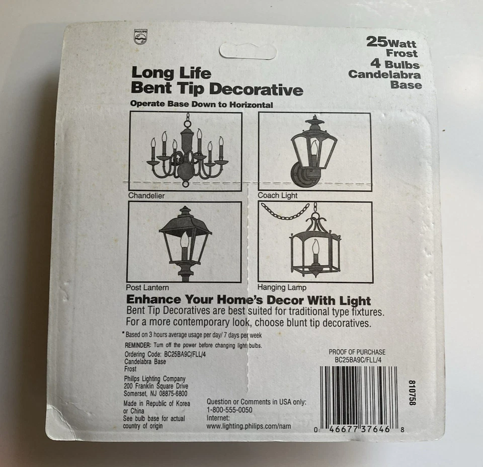 PHILIPS LONG LIFE FROSTED CANDELABRA BASE 25W LIGHT BULB - 4 PAK - Image 2 of 2
