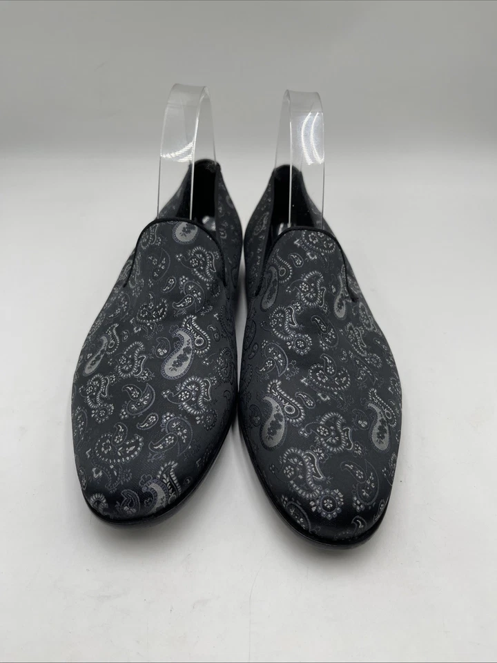 Men’s Magnanni Paisley Smoking Slippers Loafers Black Size 8M - Image 2 of 4