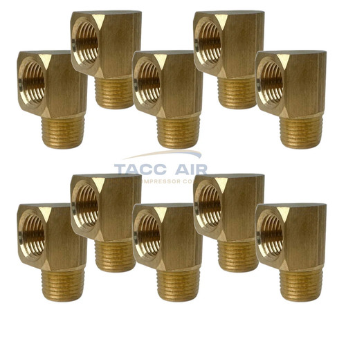 10 Pack 1/8" NPT Brass Street Elbow 90 Degree Pipe Thread Fitting Male Female