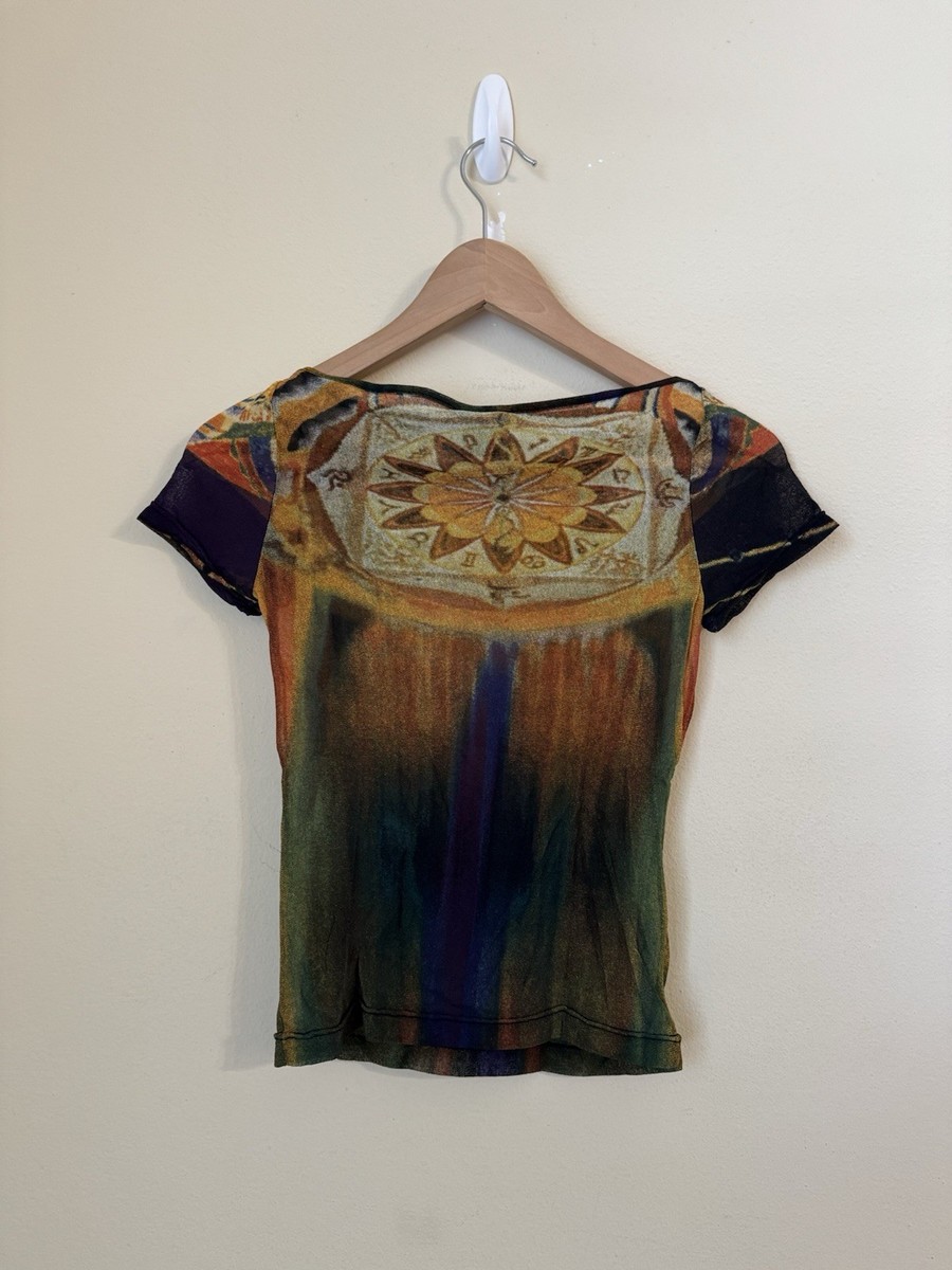 Vivienne Tam Chakras Tee Shirt Top Multicolor Nylon Vintage Size 1
