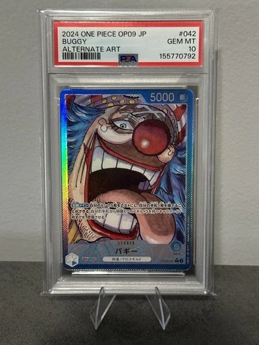 One Piece CCG Buggy OP09-042 Leader Alt Art Foil PSA 10 Japanese 2024
