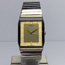 Seiko Quartz Watch Gold Dial Vintage 5P31 5000 Stainless Band wrist 21cm