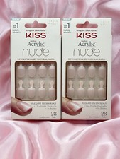 Kiss Salon Acrylic French Nude Press-On Manicure Nails Real Short Length Lot Of2