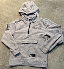 Reebok Boys Youth Victory Hoodie XL 14/16 Gray Quarter Zip Media Front Pocket