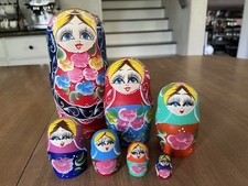 7 Piece Russian Nesting Doll Hand Painted 7.5 Unmarked
