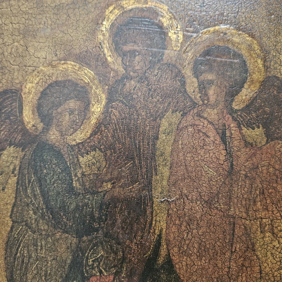 Винтажная икона Андрея Рублева Троицкое дерево русское православное христианское искусство 11x14 60-е - Изображение 4 из 4