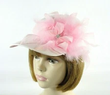 Pink Baseball Cap Hat Bow Rhinestones Chandelle Feathers Red Hat Ladies