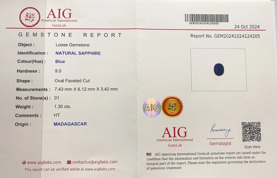 1.30 Ct Natural Parti-Color Blue Sapphire Oval Cut Certified Gemstone Madagascar - Image 2 of 4