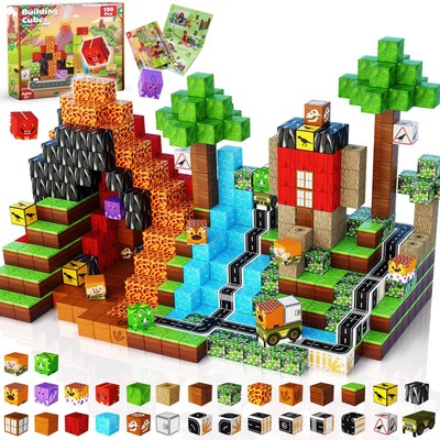 Goody King Dinosaur Volcano Magnetic Block World |100PCS Dinosaur Magnetic Bl...