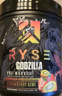 RYSE GODZILLA Sig Ser Pre  1.6 lb Size (40 Serv) HIGHSTIM! Strawberry  Kiwi   