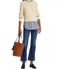 Veronica Beard Fritz Mixed Media Sweater in Ivory Size Medium BNWT