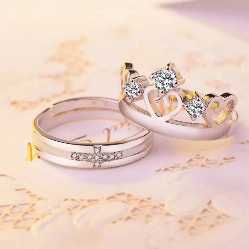 Jewelry Accessories King Queen Crown Pattern Couple Rings - Temu