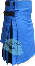 Blue Hybird Leather Straps Utility Kilts For Active Men