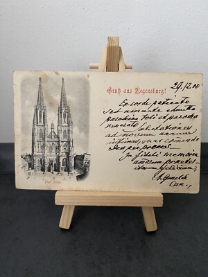Antike Postkarte Gruß aus Regensburg, Der Dom, Architektur, historisch, 1900