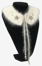 Vintage Angora Fur Flower Beaded Collar