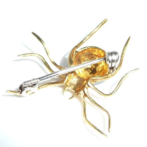 Brosche Spinne 750 Gelbgold Emaille Größe 30,0 x 29,5 mm 3,9 gr - Picture 8 of 9
