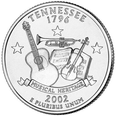 2002 P Tennessee State Quarter Cent Coin US Mint 25 Cents Musical