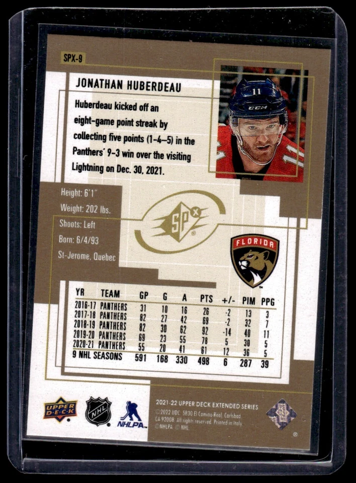 2021-22 Upper Deck Extended Series 1999-00 SPx Retro Jonathan Huberdeau #SPX-9 - Image 2 of 2