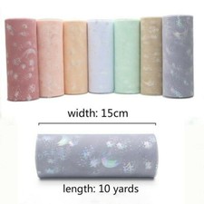 9.1m Stelle Glitter Tulle Rotolo Rete Matrimonio Decorazione Tutu Gonna Tessuto
