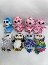 Ty Beanie Boos Lot of 8 Colorful Owls Plush Ice Cube,Owen,Oscar,Owliver,Owlette