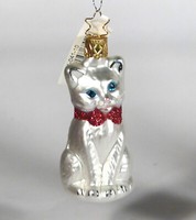 Christbaumschmuck Christbaumkugel Katze Weiß 8,5Cm Inge-Glas® Manufaktur