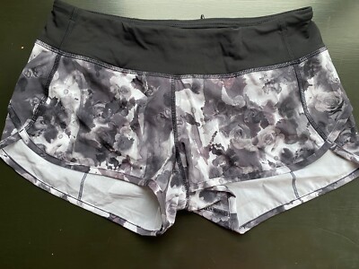 Lululemon Run Times Short Mini Obscurred Black Dusty Mauve Black Size 6 *EUC*