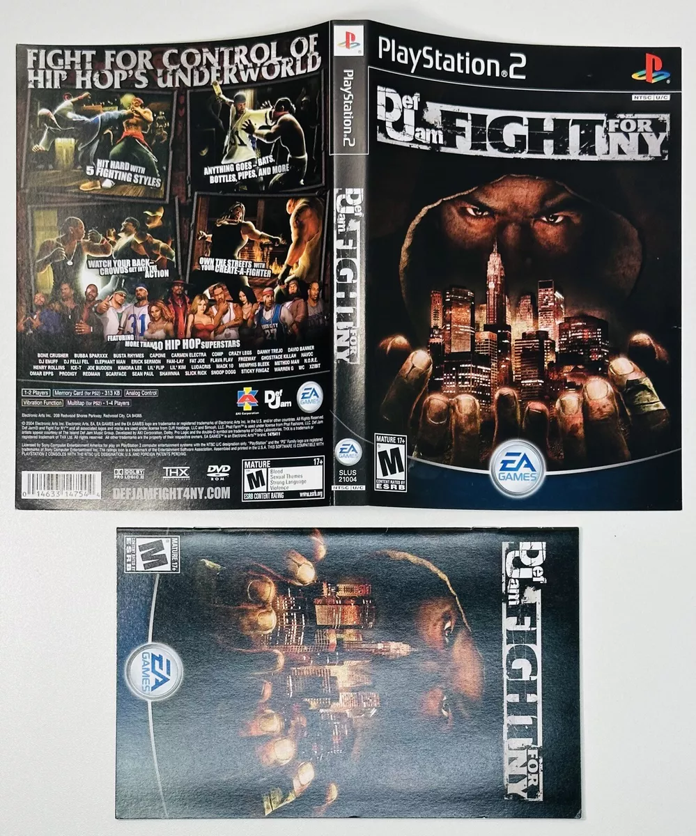 Def Jam Fight for NY (Sony PS2) ARTWORK AND MANUAL! NO GAME!!