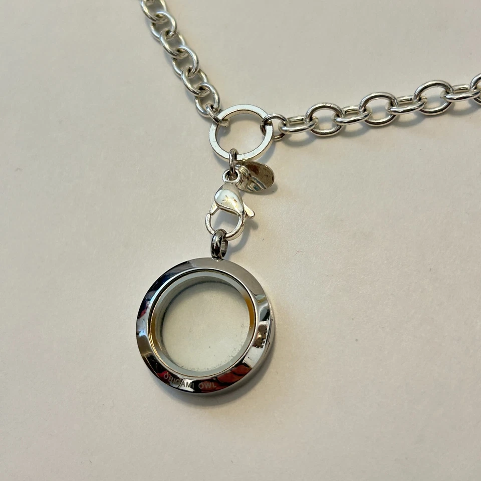 Lote de diamantes de imitación rosa con dijes femeninos medallón cadena collar búho origami Foto 2 de 4