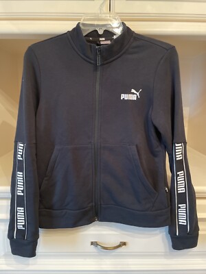 Women s Puma Zip Up Jacket Black With White Logo Size Small