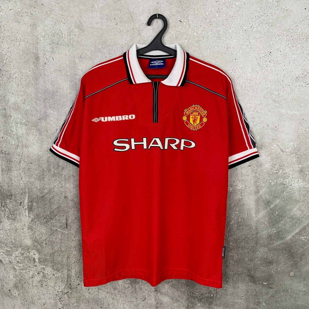 MANCHESTER UNITED 1998 1999 2000 HOME FOOTBALL SHIRT UMBRO JERSEY
