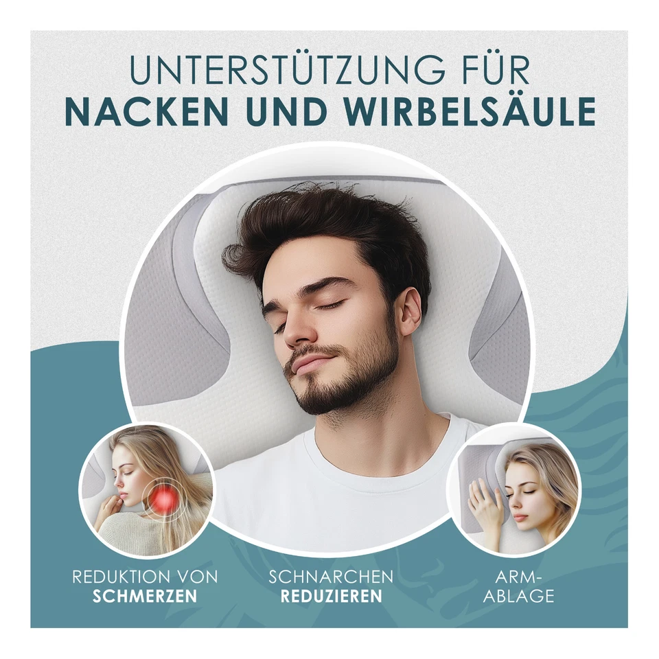 Nackenstützkissen Orthopädisches Memory Foam Kopfkissen Ergonomisch B-Ware! - Bild 3 von 4