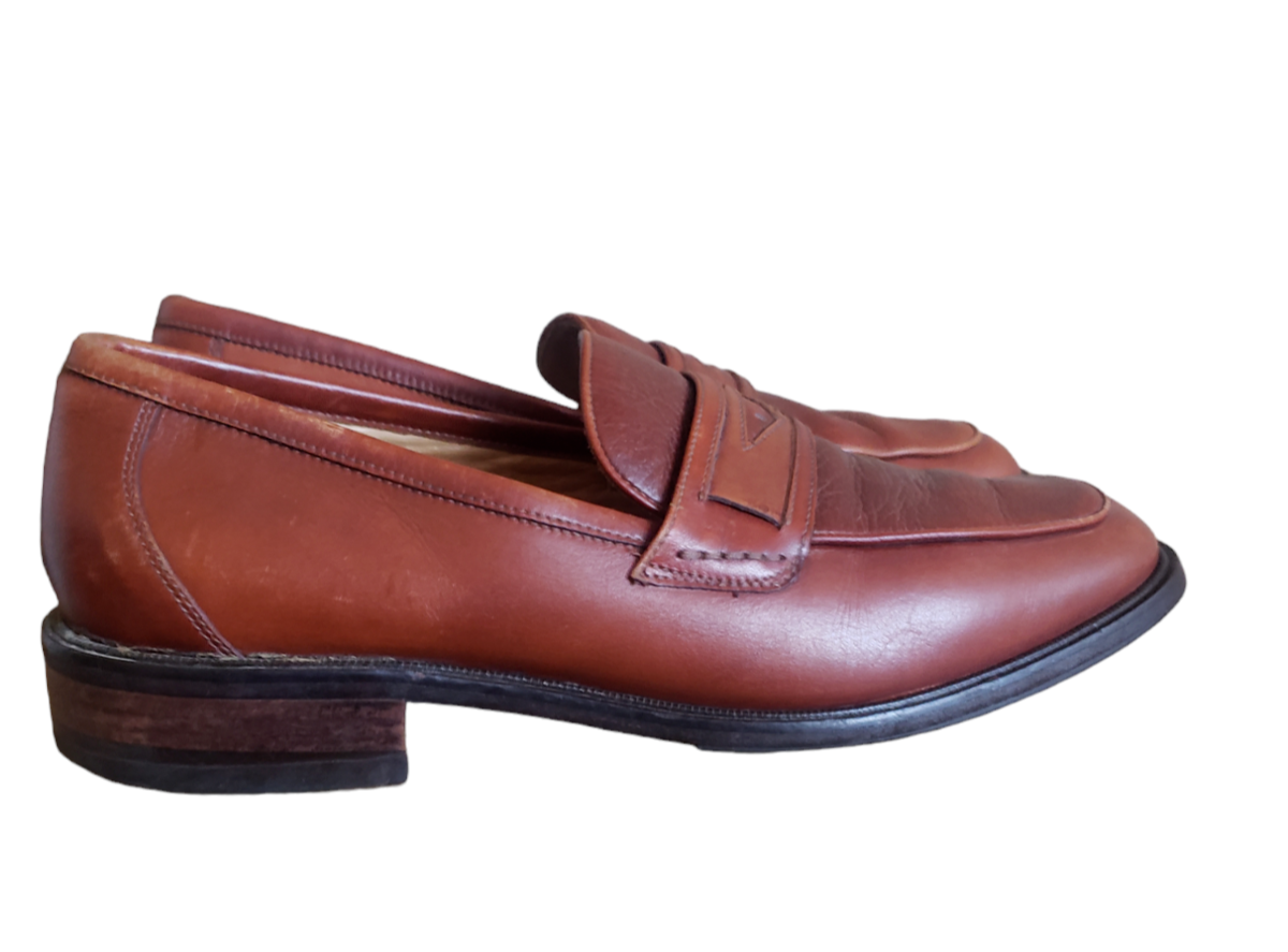 Men’s ANTICA CUOIERIA Italian Leather Loafer. Color is Papaya EUR 44. US 11.5 Napoli Italian Calf Leather Penny Loafers - Biscotti  main image 2