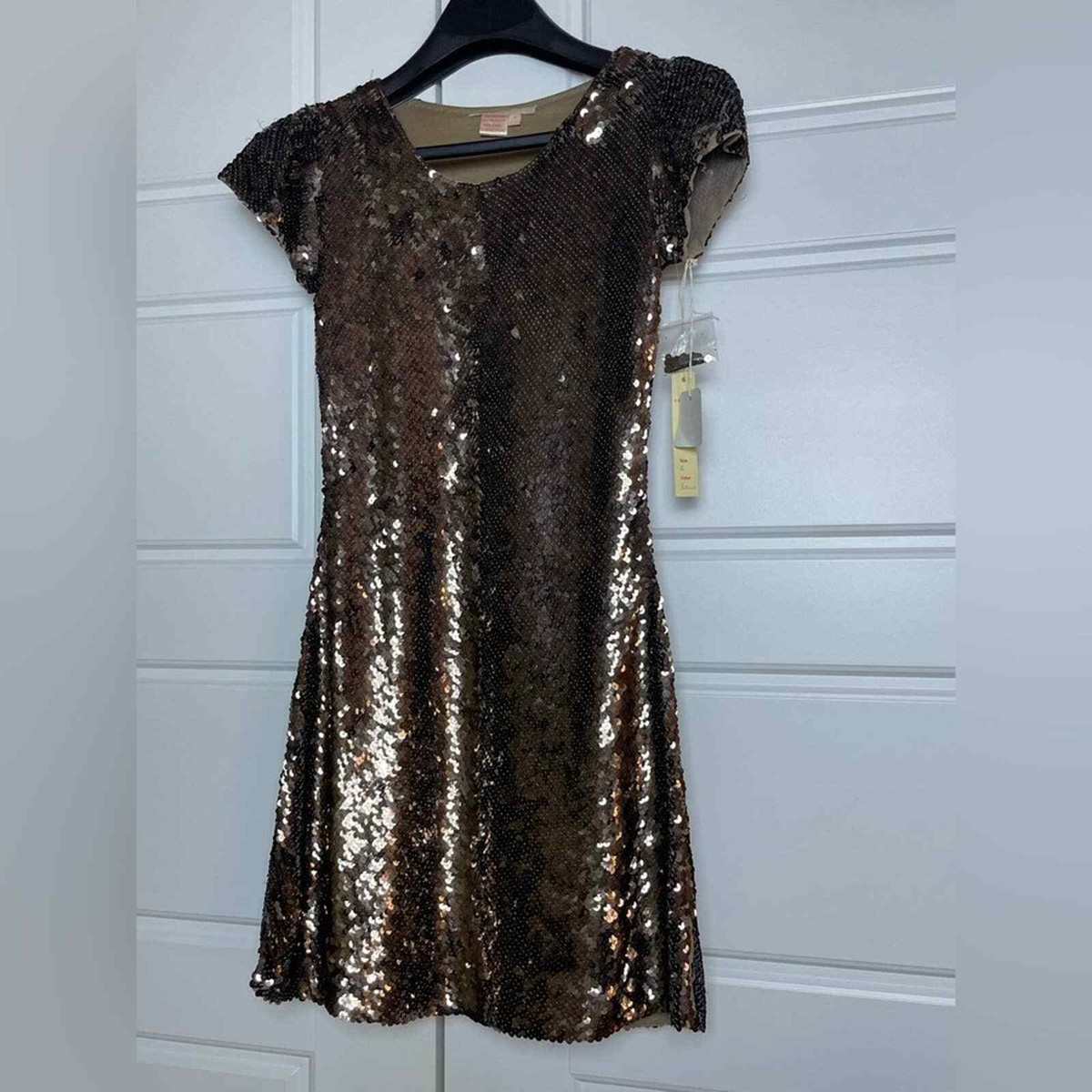 Issue New York Brown and Gold Sequin Mini Dress Hoco homecoming new years |  eBay