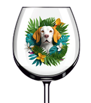 12x Hund Blume bunt Weinglas Flasche Becher Vinyl Aufkleber Abziehbilder a7061