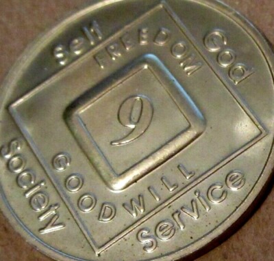 Narcotics Anonymous 9 year Medallion Bronze NA Token Clean