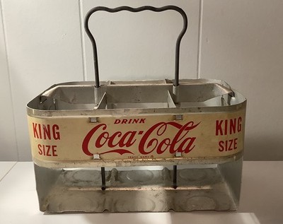 COCA-COLA 6 Bottle Aluminum Soda Bottle Carrier  Drink Coca-Cola King Size  1950