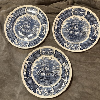 3  PC Set Alfred Meakin Fair Winds 10 5/8  Dinner Plates Blue Friendship of Sale