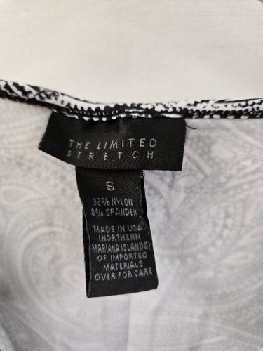 The Limited Stretch Shirt Womens Small Black White Paisley Sleeveless Top Fitted - Picture 5 of 8