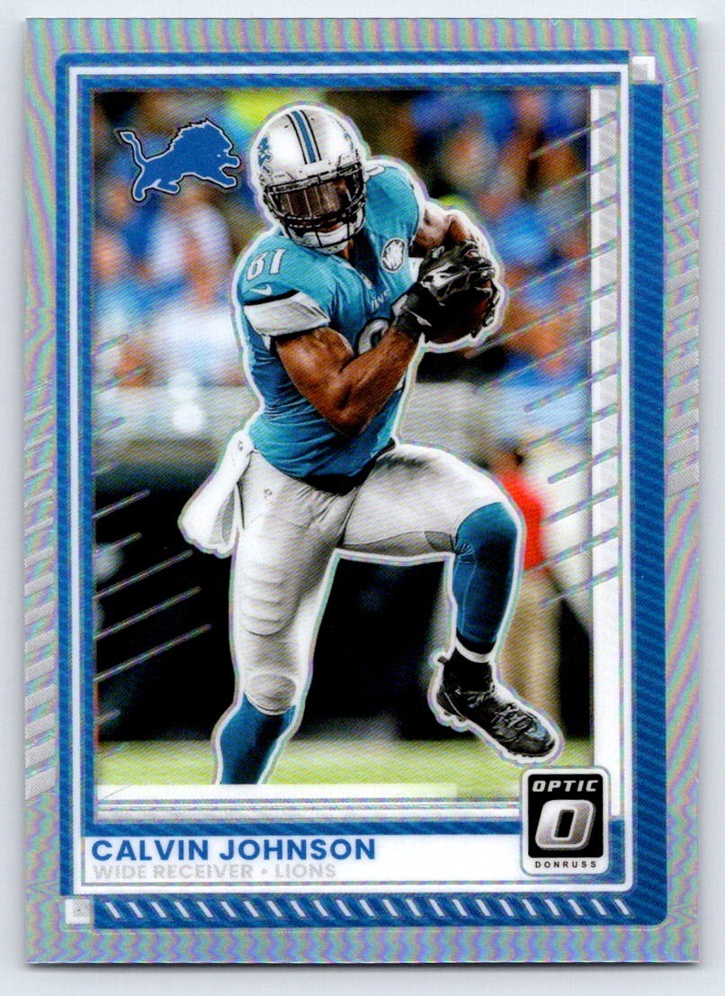 2025 Panini Donruss Optic Silver Holo Prizm Calvin Johnson Detroit Lions #19