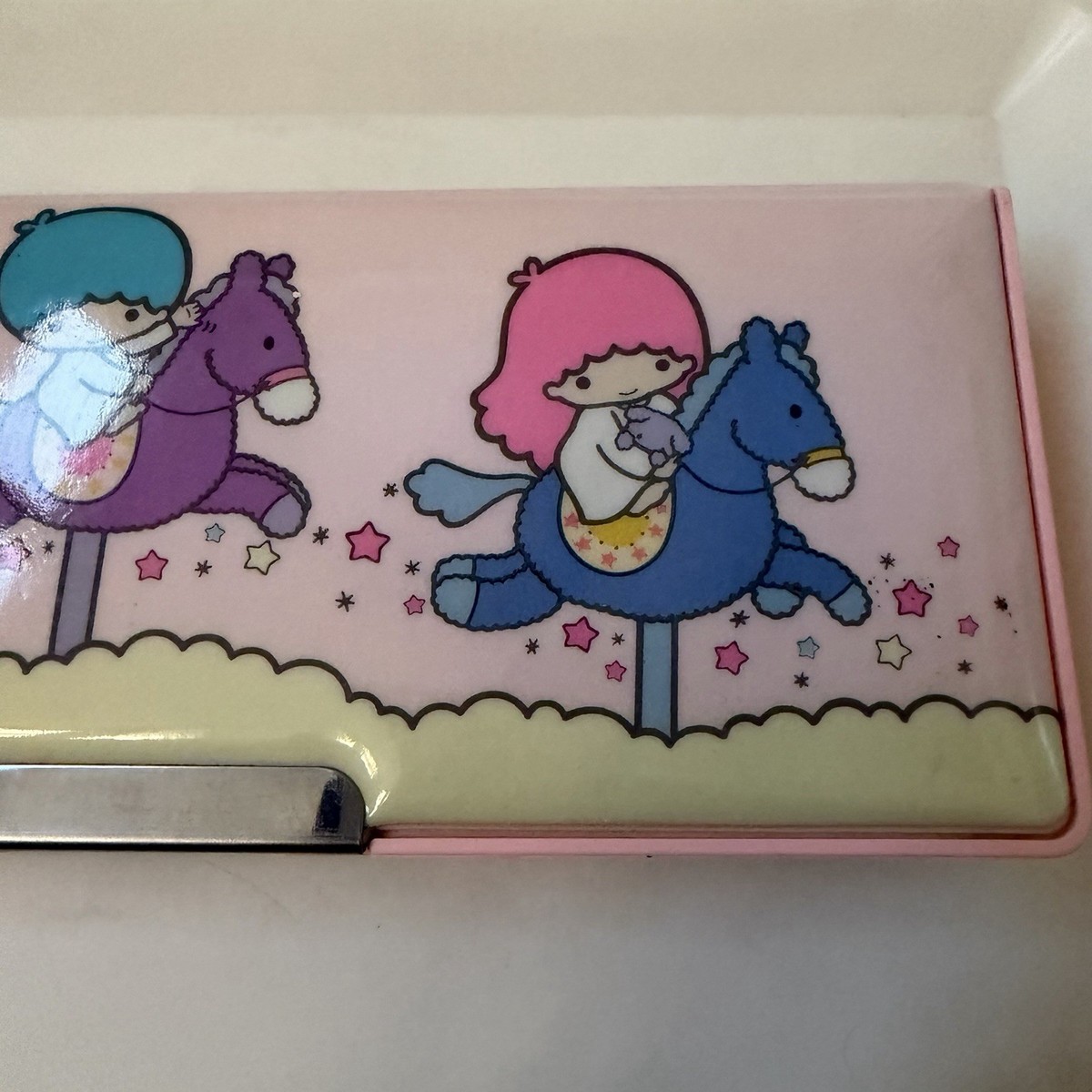 Vintage 1976 Sanrio Little Twin Stars Pencil Case/Box 2 Sided