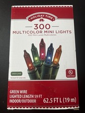 Holiday Time 300 Multicolor Mini Lights Green Wire Christmas Indoor Outdoor New