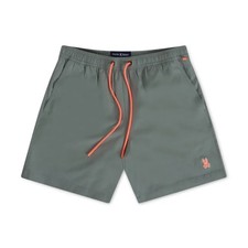 Psycho Bunny Boys Olive Green Swim Shorts Coral Draw Cord Size 14-16 Large