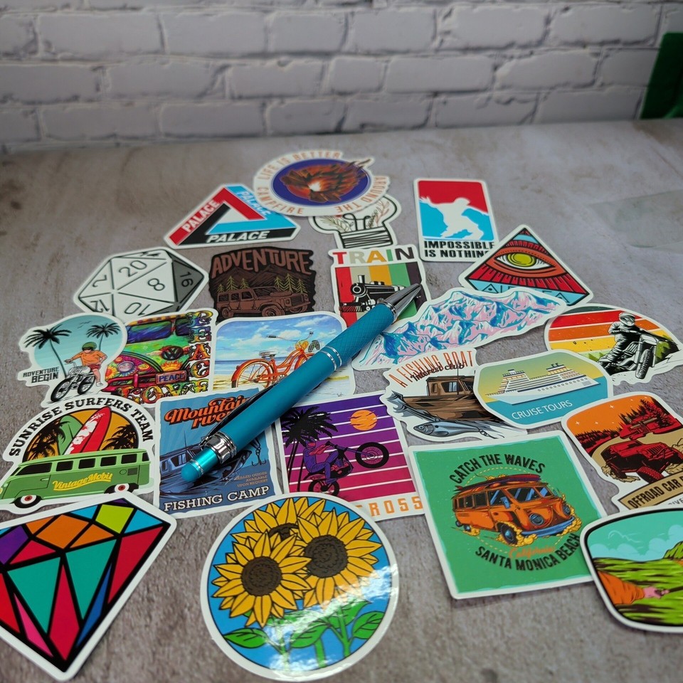 22pc Vinyl Sticker Lot Adventure Retro Outdoors VW Bus Camping Travel ...
