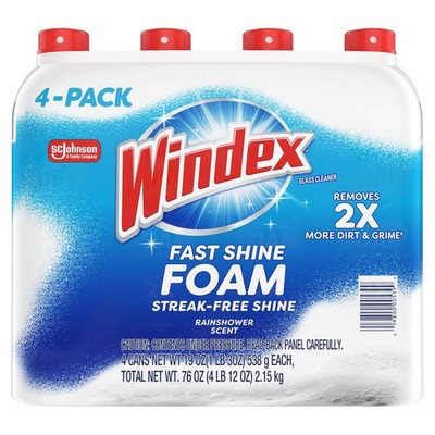 4/8/12 pack Windex Fast Shine Foam Glass Cleaner, Aerosol Cleaning Spray, 19 oz.